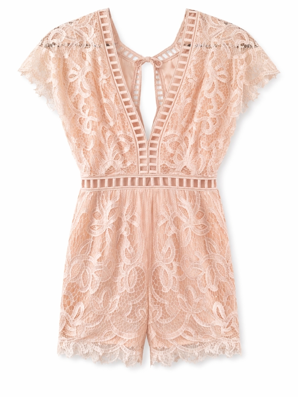 Solaris Style Blush Peach Lace  Romper Chic Sz Small